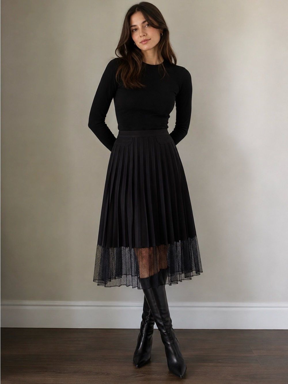 Rag and Bone Pleated Lace Skirt. Size 8